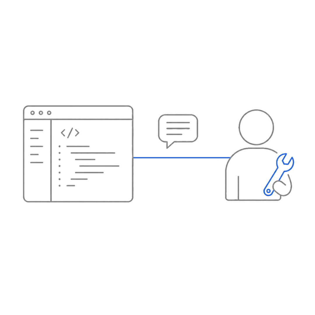 A developer connected to your codebase, ready to help